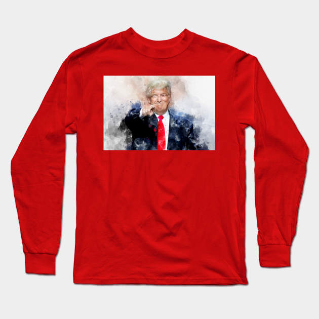 Donald Trump pointing. President of the United States Long Sleeve T-Shirt by SPJE Illustration Photography